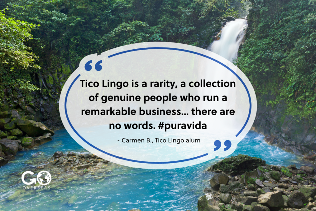 Tico Lingo Quote over a waterfall in Costa Rica.